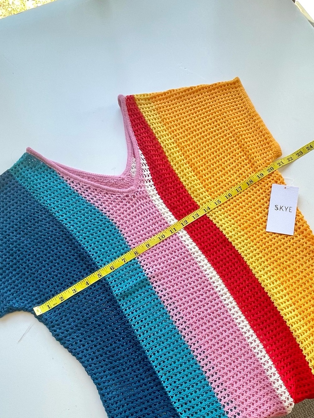 Crochet Swim Cover Up Robe Aubade Rainbow Knit SKYE Size Large - Picture 7 of 11